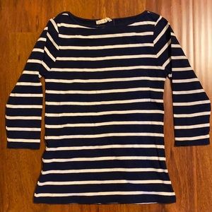Zara organic cotton striped shirt. Blue and white stripes.